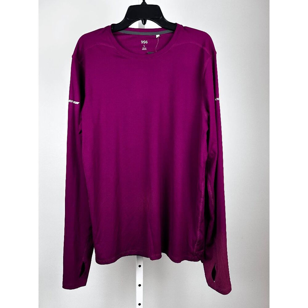 DSG Men's Stride Run Long Sleeve Thumbholes T-Shirt Purple Raspberry Large - Picture 2 of 5